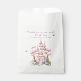 Bolsa De Papel Castillo Princesa Rosa Árboles Mariposas