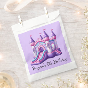 Bolsa De Papel Castillo Rebotante Princesa Rosa Púrpura Fiesta