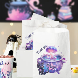 Bolsa De Papel Cauldrón mágico de gato púrpura rosa de Halloween