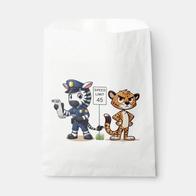 Bolsa De Papel cebra y guepardo de policía lindos (Anverso)