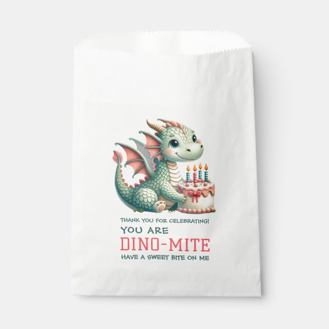Bolsa De Papel Celebración de cumpleaños de dinosaurio chino-mita (Anverso)