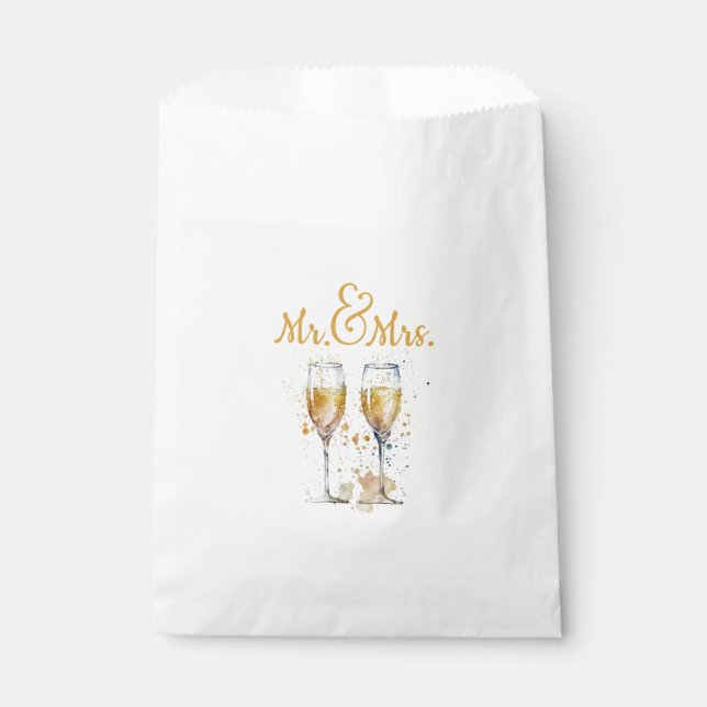 Bolsa De Papel Celebración de Sr. y Sra. Champagne (Anverso)