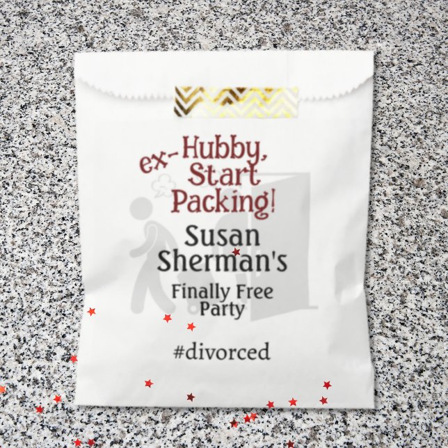 Bolsa De Papel Celebración del Fiesta del divorcio, ex mariscal,  (Use this treat bag for goodies from her divorce party with the ex-Hubby Start Packing theme! )