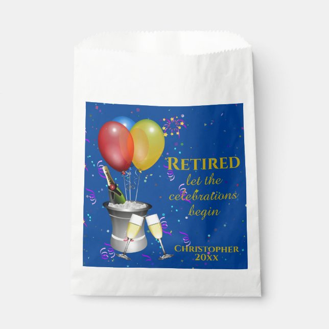 Bolsa De Papel Celebración del retiro Azul del vino esparcido (Anverso)