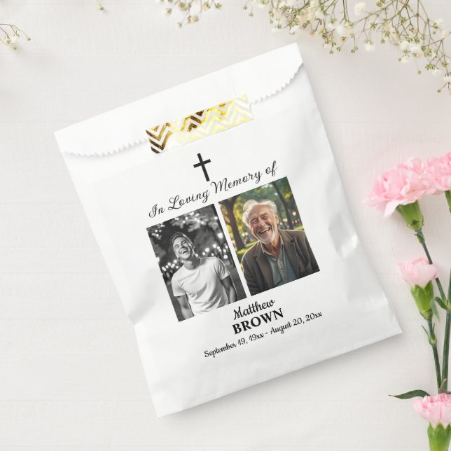Bolsa De Papel Celebration Of Life 2 Photos Funeral White (Sellado)