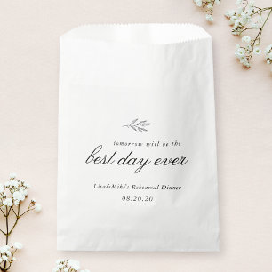 Bolsa De Papel Cena de Ensayo de Boda con Arte de Línea Botánica 
