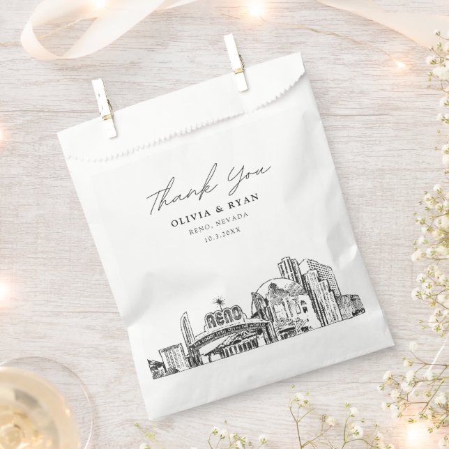 Bolsa De Papel Centro de Reno Boda Skyline Personalizado (Cortado)