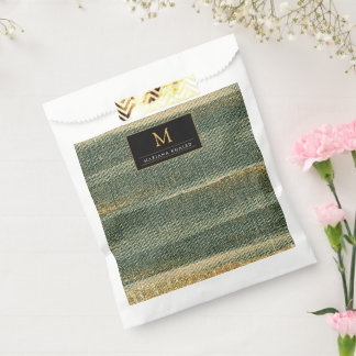 Bolsa De Papel Cepillo verde elegante con oro y negro