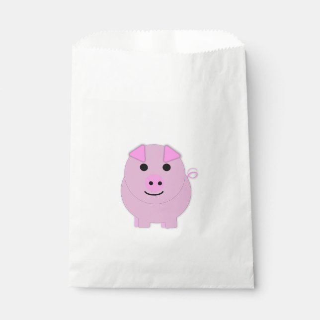 Bolsa De Papel Cerdo rosa redondo (Anverso)
