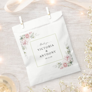 Bolsa De Papel Ceremonia de Boda de rosas rosadas Rubor Favor Bag