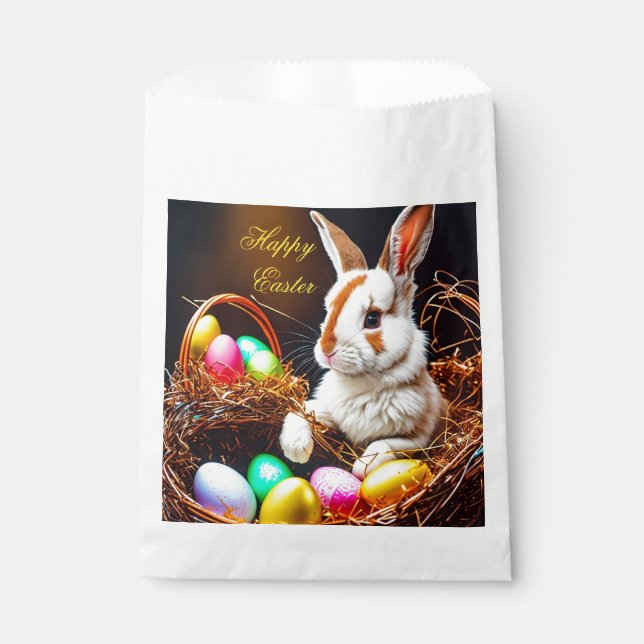 Bolsa De Papel Cesta de conejo y huevos de Pascua (Anverso)