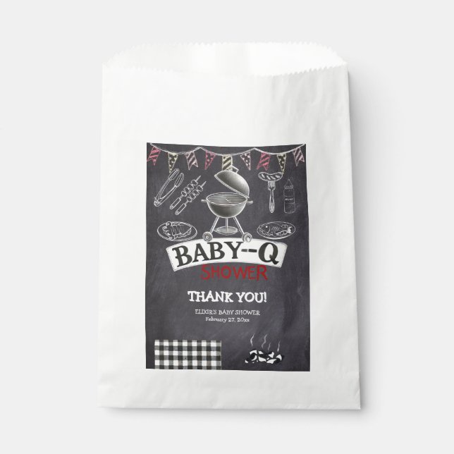 Bolsa De Papel Chalkboard Baby-Q Grill Baby Shower (Anverso)