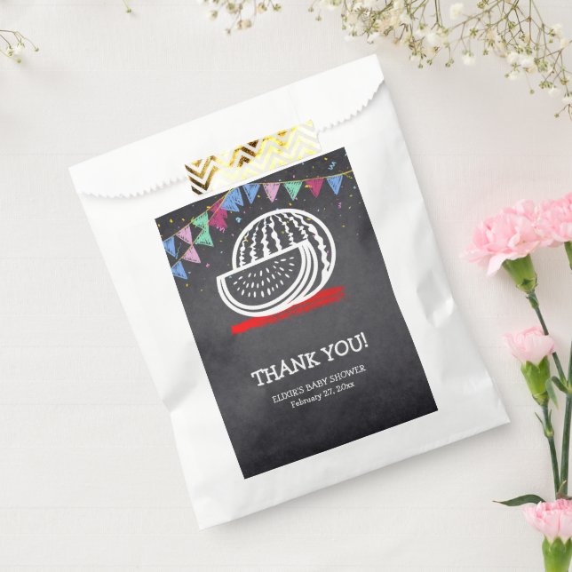 Bolsa De Papel Chalkboard Watermelon Drawing Baby Shower (Sellado)