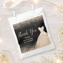 Bolsa De Papel Champagne White Dress Faux Glitter Quinceanera