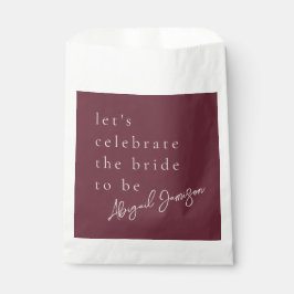 Bolsa De Papel Champán Nupcial Minimalista Moderna de Ciruela