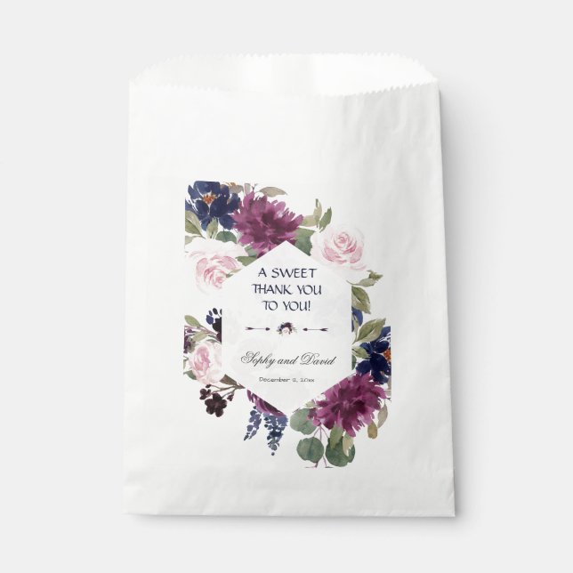 Bolsa De Papel Charm Lavender Purple Floral Bloom GRACIAS (Anverso)