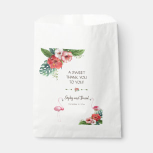 Bolsa De Papel Charm Luau Flamingo Tropical Floral gracias