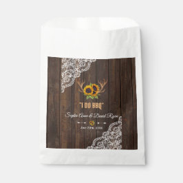 Bolsa De Papel Charm Rustic Sunflowers Antlers Wood Lace I DO BBQ