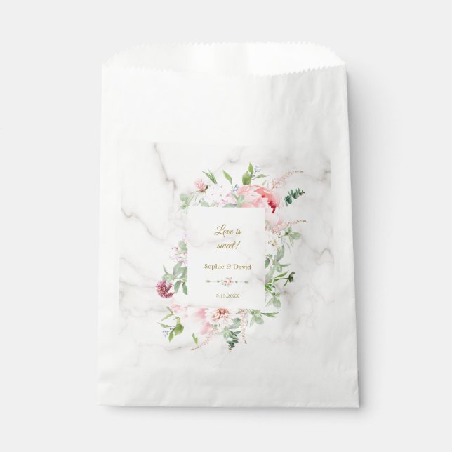 Bolsa De Papel Charm Spring Watercolor Peonies Bloom Boda (Anverso)
