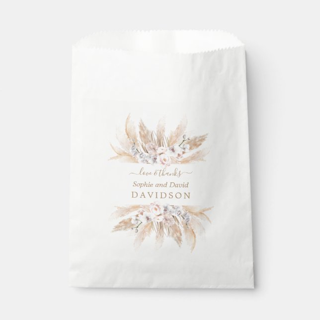 Bolsa De Papel Charm White Orchid Pampas Grass Boda (Anverso)