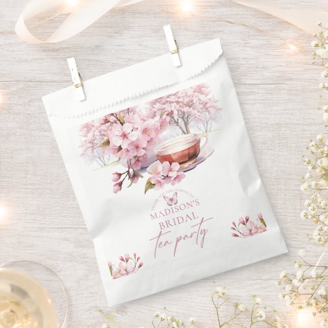 Bolsa De Papel Cherry Blossom Bridal Tea Personalizado (Cortado)
