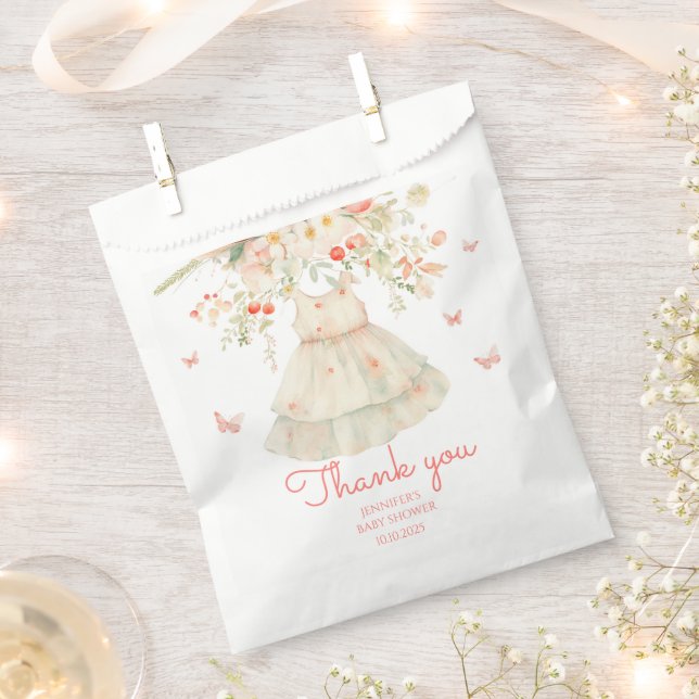 Bolsa De Papel Cherry Blossom Clothesline Baby Shower gracias (Cortado)