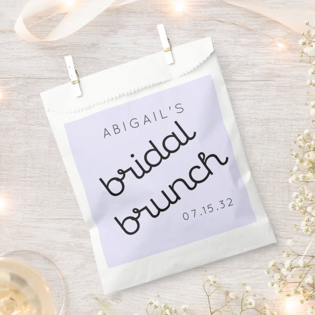 Bolsa De Papel Chic Minimal Lavanda Mod Script Brunch  (Cortado)