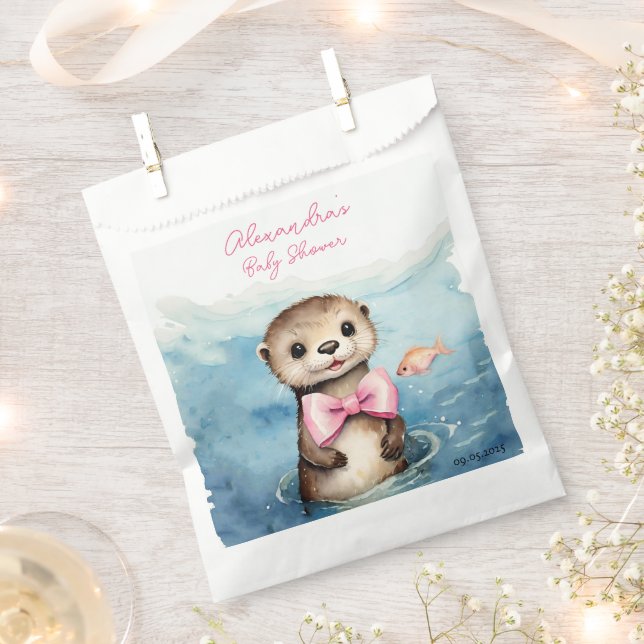 Bolsa De Papel Chica Baby Otter Baby Shower (Cortado)