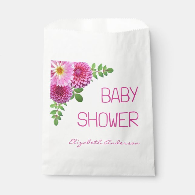 Bolsa De Papel Chica Baby Shower Pink Purple Dahlia (Anverso)