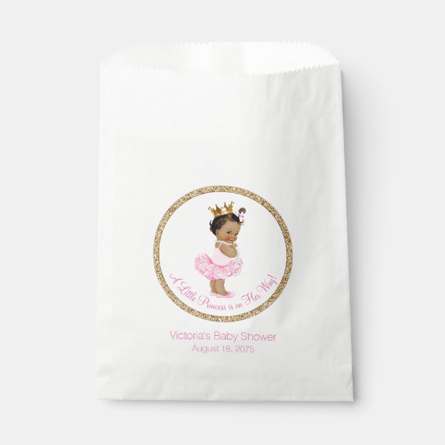 Bolsa De Papel Chica Bailarina Étnica Princesa Baby Shower (Anverso)