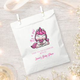 Bolsa De Papel Chica bebé rosa Unicornio Fiesta de revelación de 