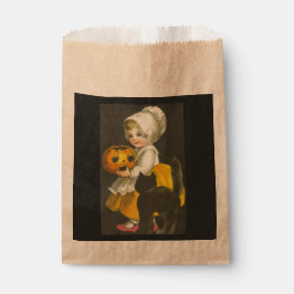 Bolsa De Papel Chica Calabaza Gato Vintage Halloween Candy