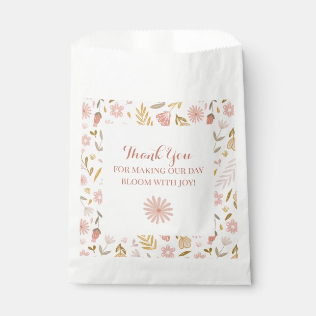 Bolsa De Papel Chica Cumpleaños Pastel Rosa Flor silvestre (Anverso)