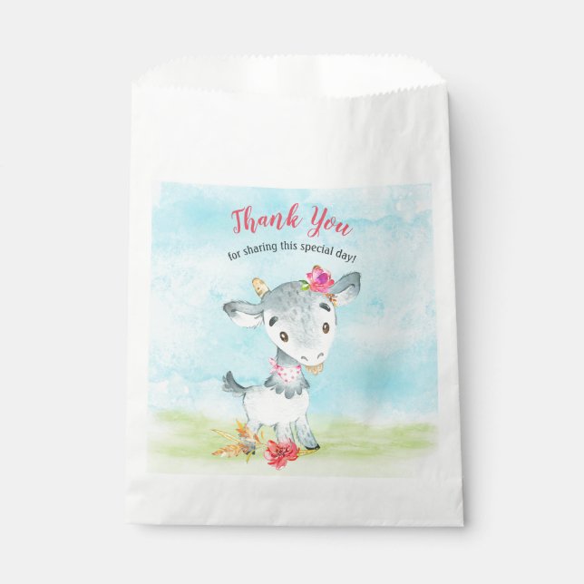 Bolsa De Papel Chica de acuarela Granja de cabra Gracias (Anverso)