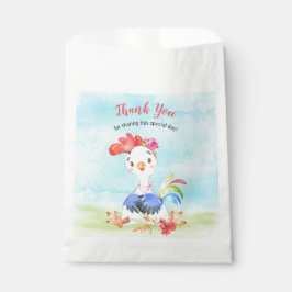 Bolsa De Papel Chica de acuarela Rooster Farm Gracias