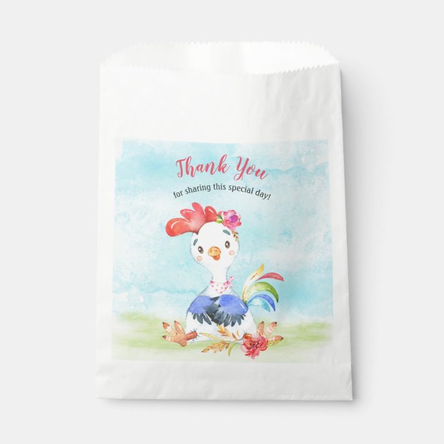 Bolsa De Papel Chica de acuarela Rooster Farm Gracias (Anverso)