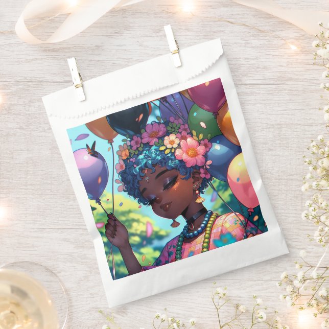 Bolsa De Papel Chica de anime negro bonito con cumpleaños (Cortado)