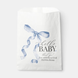 Bolsa De Papel Chica de Baby Shower Blue Coquette Bow