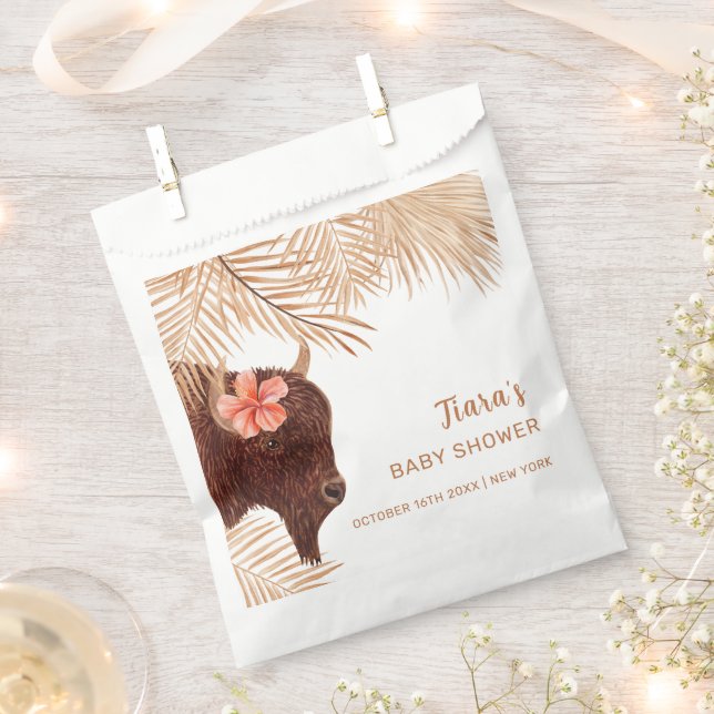 Bolsa De Papel Chica de Boho Floral Holy Cow Baby Shower (Cortado)