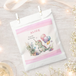 Bolsa De Papel Chica de dinosaurios rosados acuarela Cumpleaños