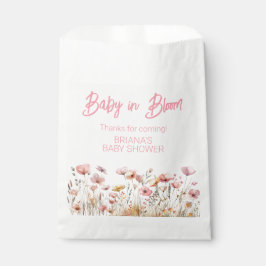 Bolsa De Papel Chica de flores silvestres rosadas Baby Shower