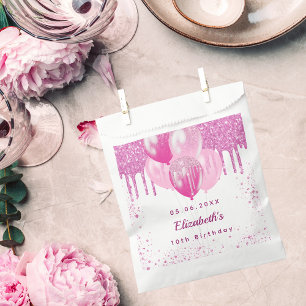 Bolsa De Papel Chica de globos purpurinas blancos rosados de fies