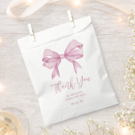 Bolsa De Papel Chica de lazo rosa, agradecimiento por baby shower
