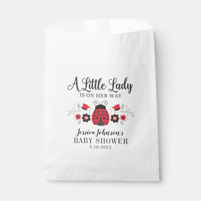 Bolsa De Papel Chica de Little Lady Ladybug Baby Shower (Anverso)