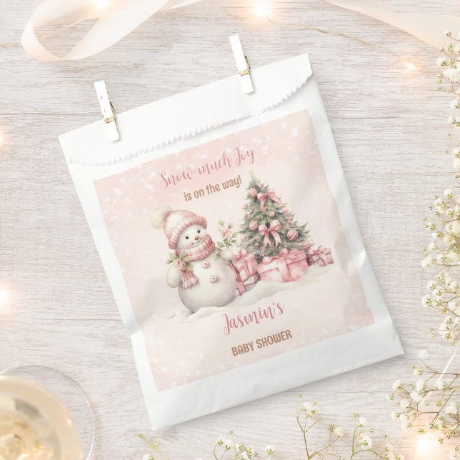 Bolsa De Papel Chica de Navidades rosados de Snowman (Cortado)