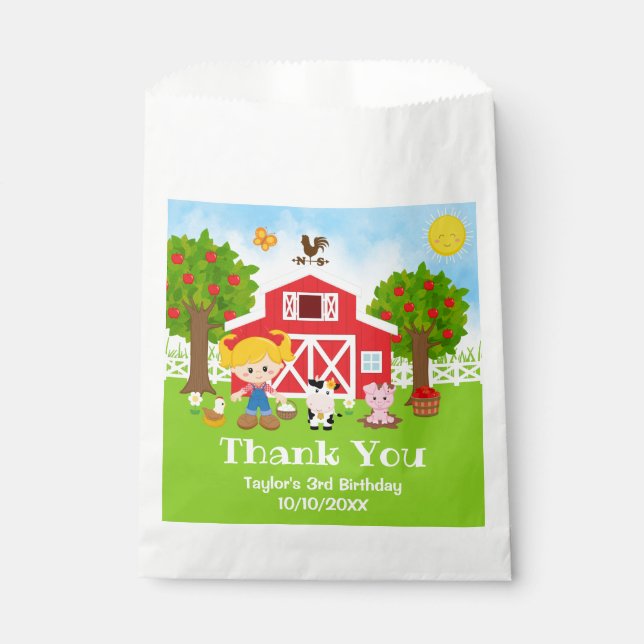 Bolsa De Papel Chica de pelo rubio de cumpleaños rojo de granja g (Anverso)
