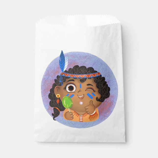 Bolsa De Papel Chica lindo con disfraz de princesa nativa estadou (Anverso)