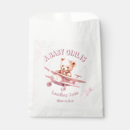 Bolsa De Papel Chica lindo piloto de oso bebé piloto avión rosado