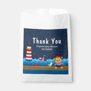 Bolsa De Papel Chica Náutico Monkey Red Baby Shower Gracias