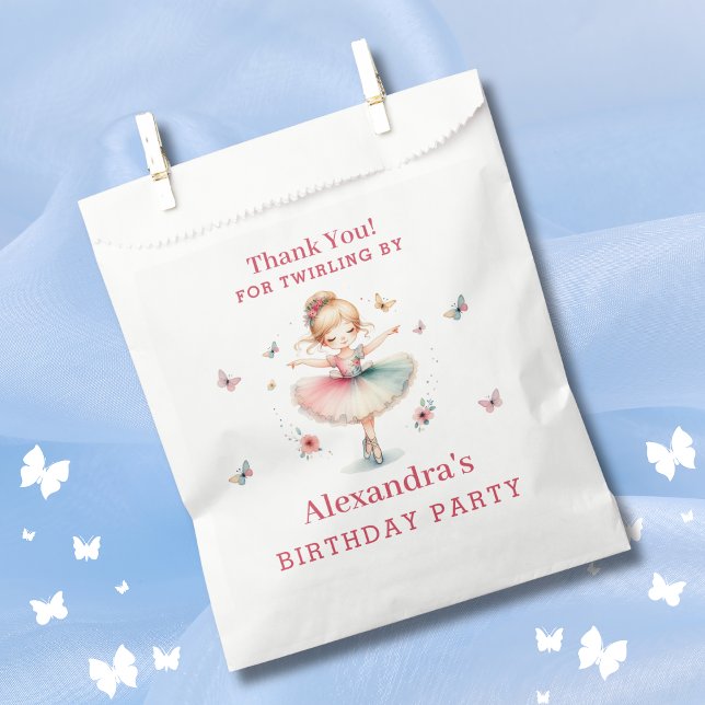 Bolsa De Papel Chica Rosa bonito Ballerina Cumpleaños Gracias (Subido por el creador)